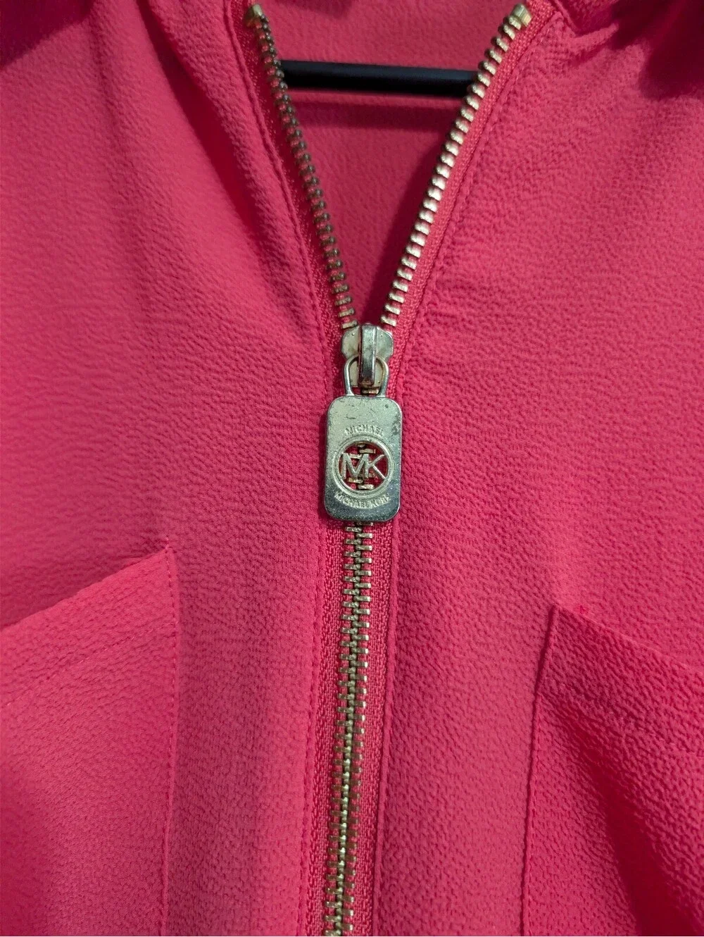 Michael Kors Medium Red Zip Front Long Sleeve Blouse